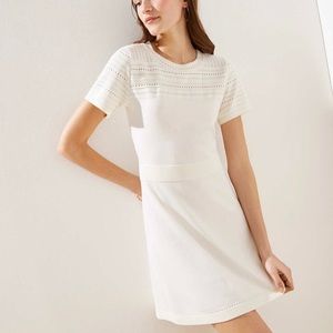 Loft flare sweater dress off white